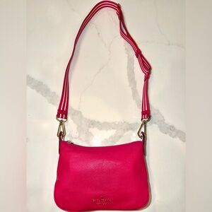 Kate Spade Bright Pink Crossbody Bag With Striped Strap | NWOT